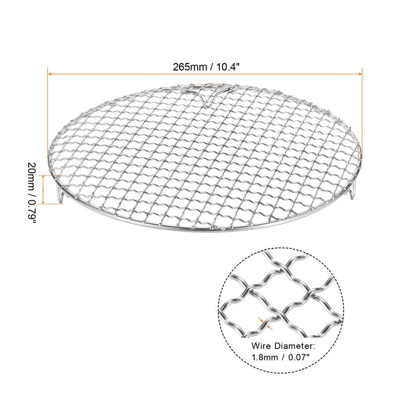 2pcs Round Cooking Rack 10.4" 201 Stainless Steel Barbecue Grill with 20mm Legs - 10.4 Inch - Silver
