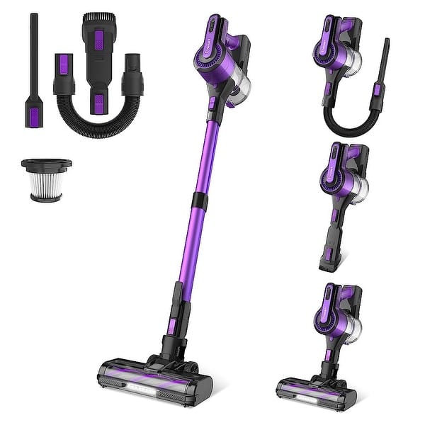Poweart V870 Cordless Stick Vacuum, 30Kpa Powerful, 350W Motor, 8 In 1 Lightweight, 45 Min Runtime For Hardfloor, Carpet Purple V870 - Best Buy