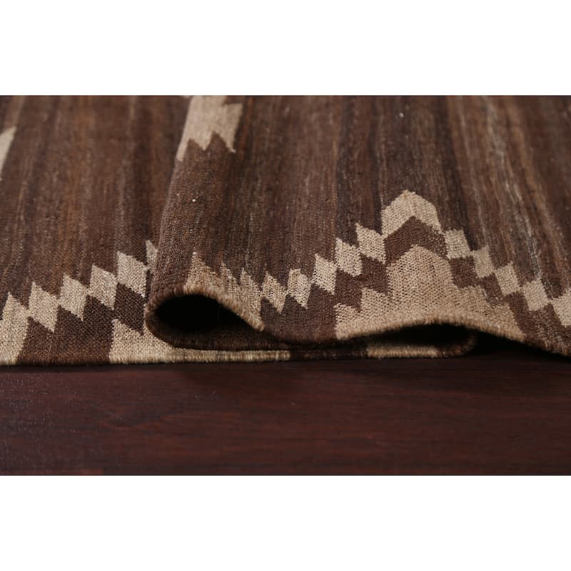 Natural Dye Kilim Tribal Geometric Oriental Area Rug Wool Hand-woven - 5'4" x 6'3"
