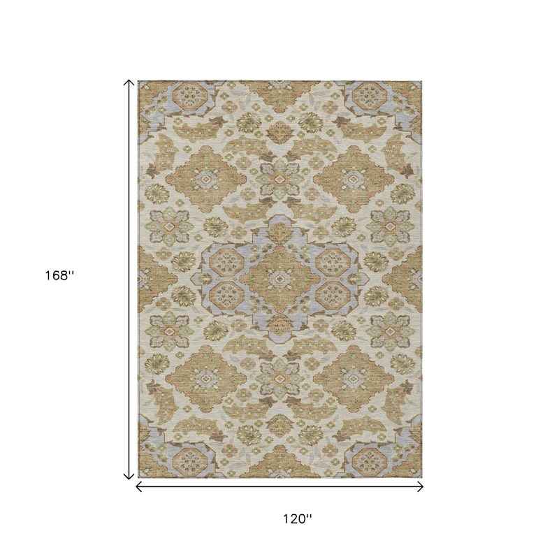 HomeRoots Medallion Traditional Rectangle Outdoor Rug
