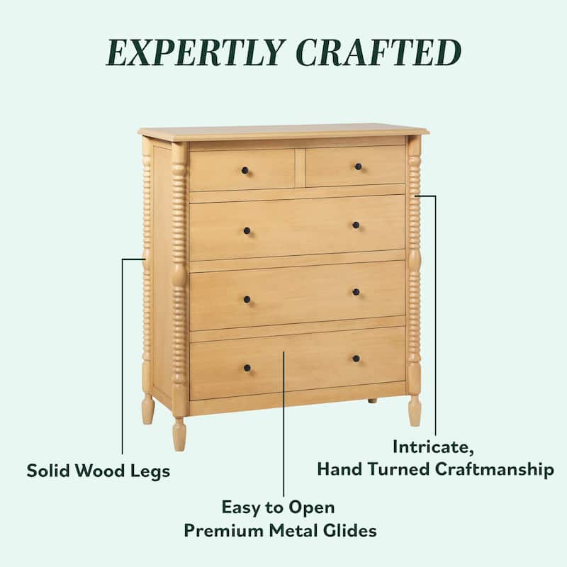 Walker Edison Easy Assembly 5-Drawer Dresser with Wood-Turning Detail