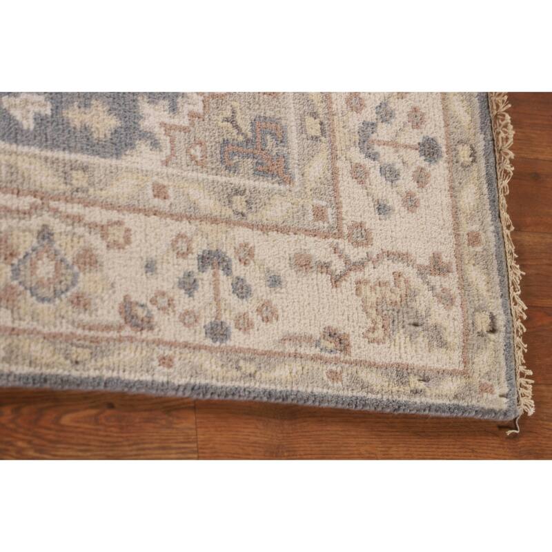 Geometric Oushak Oriental Area Rug Hand-Knotted Wool Carpet - 3'11"x 5'10"