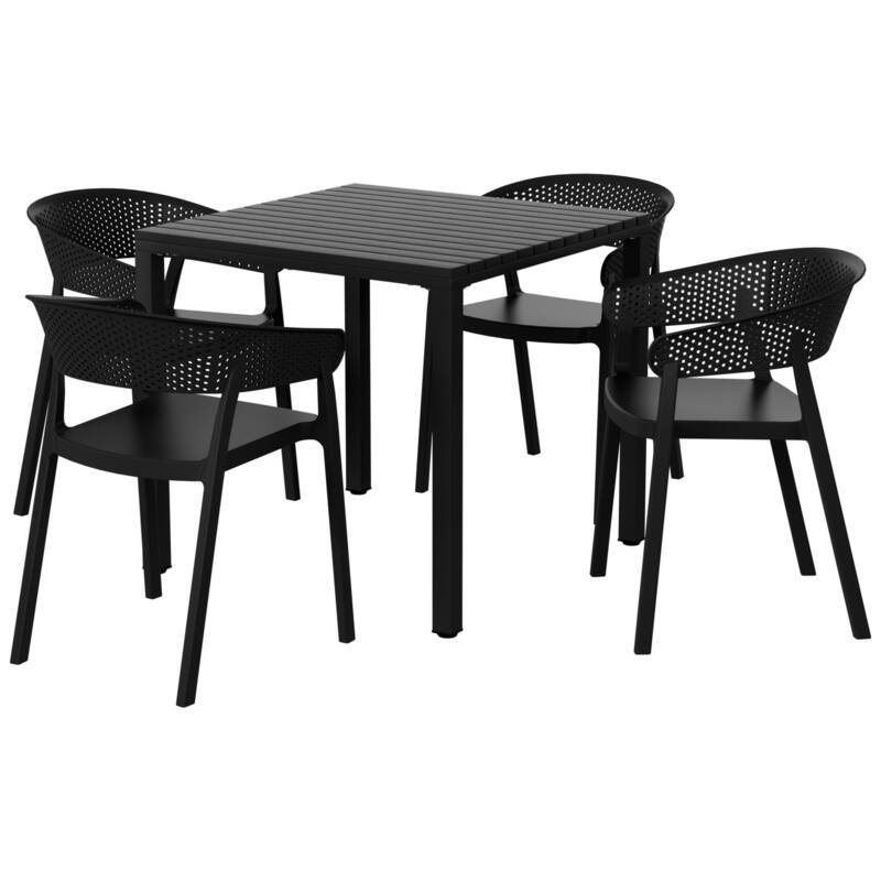 Frond and Form 4-Person Outdoor Square Dining Set - Black