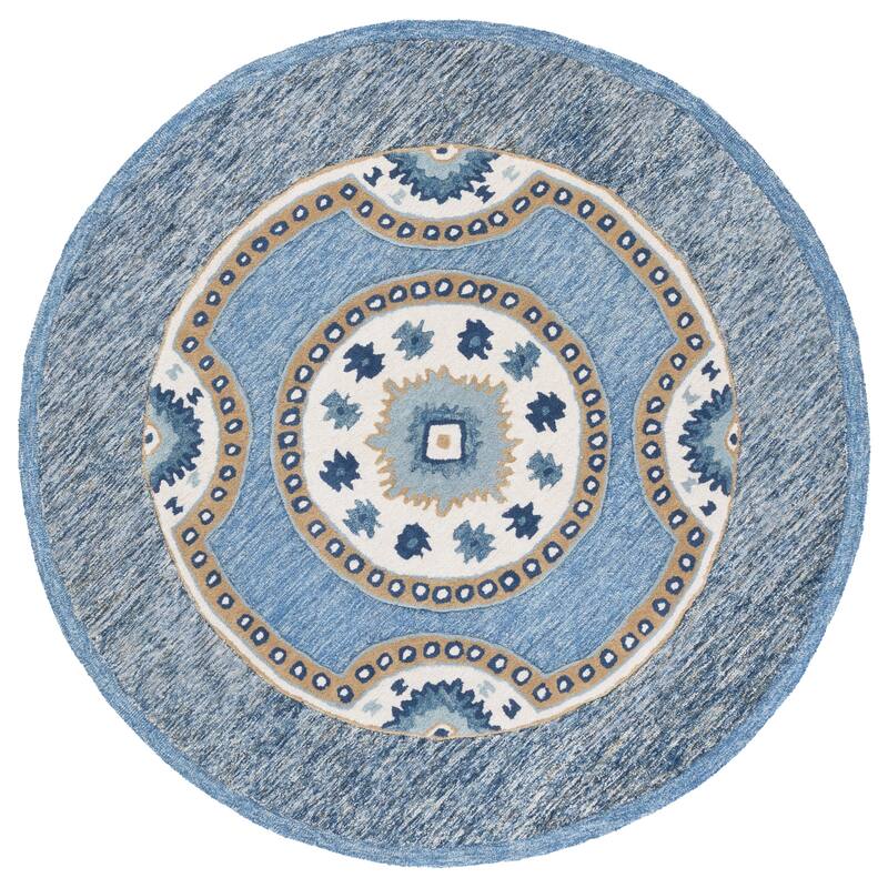 SAFAVIEH Handmade Metro Beppy Wool Rug - Blue/Grey - 6' Round