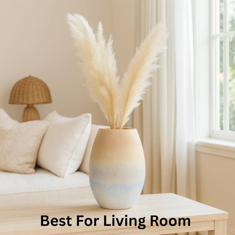 Aria Home Large Oblong Ombre Ceramic Vase Coastal Centerpiece Decor