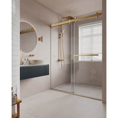 VS Series 56" - 60"W x 78H" Soft Closing Frameless Double Sliding Shower Doors With 3/8" Clear Tempered Glass