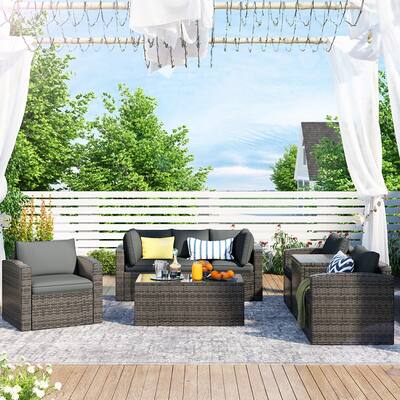 7-Piece Outdoor Mordern Patio Wicker Furniture Sets