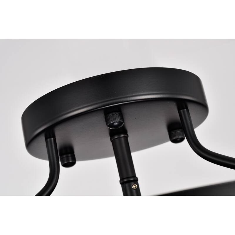 Willem Matte Black 3-Light Metal Cage Semi-Flush Mount