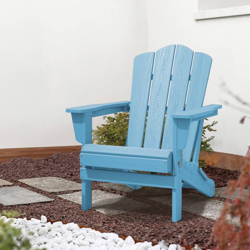Plastic Folding Outdoor Patio Adirondack Chair With Slat Seat