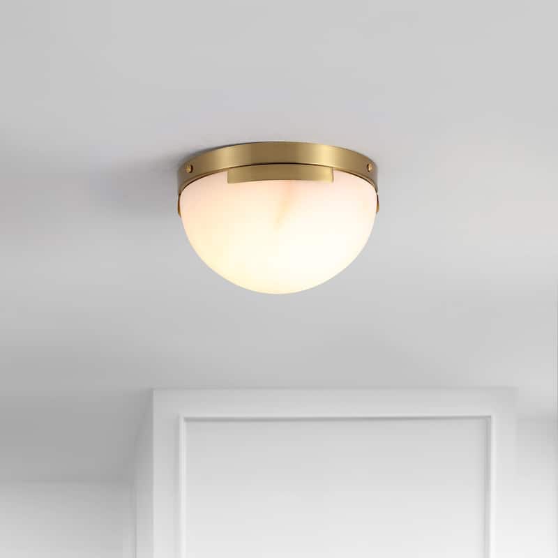SAFAVIEH Couture Eddie Alabaster Flush Mount - 8"W x 8"D x 5"H