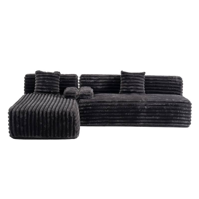 Cloud Sectional Sofa, Modern Upholstered Couch with 2 Throw Pillows, Free-Combined Sofa, Modular Sectional L Shaped Couch