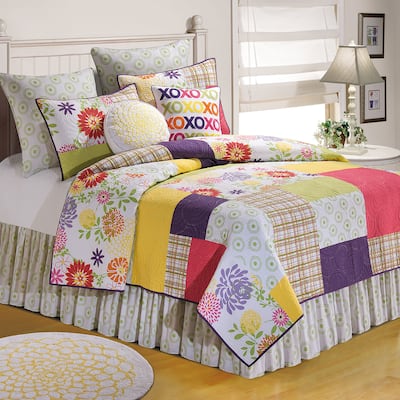 Macie Twin Quilt 100% Cotton Lightweight Machine Washable Reversible Bedspread Coverlet