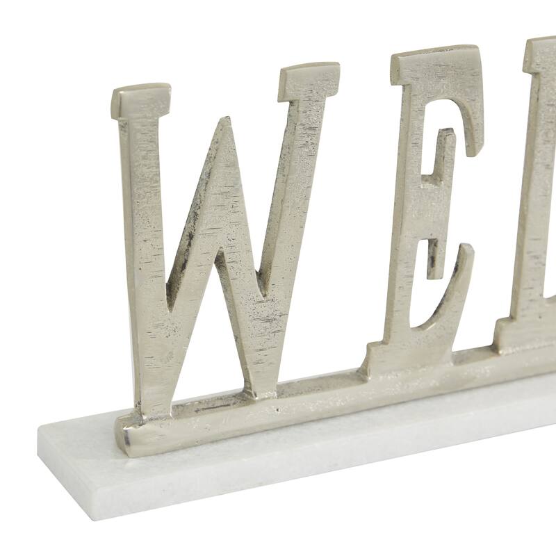 Silver Aluminum Traditional Decorative Sign 6x21x2 In - 21 x 2 x 6