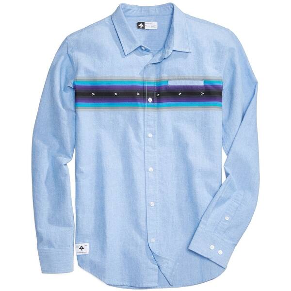 Shop Lrg New Blue Mens Size Xl Painted Stripe Button Down Cotton