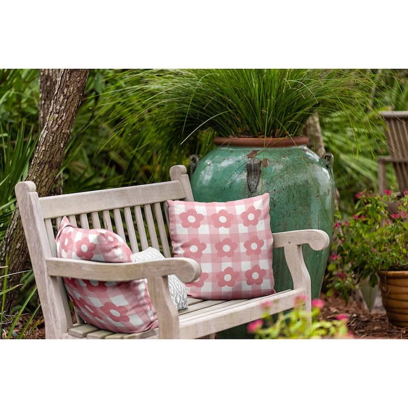 Flowers on Gingham Decorative Throw Pillow