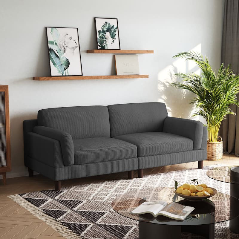 90" Corduroy Sectional Sofa Lounge Sleeper Sofa
