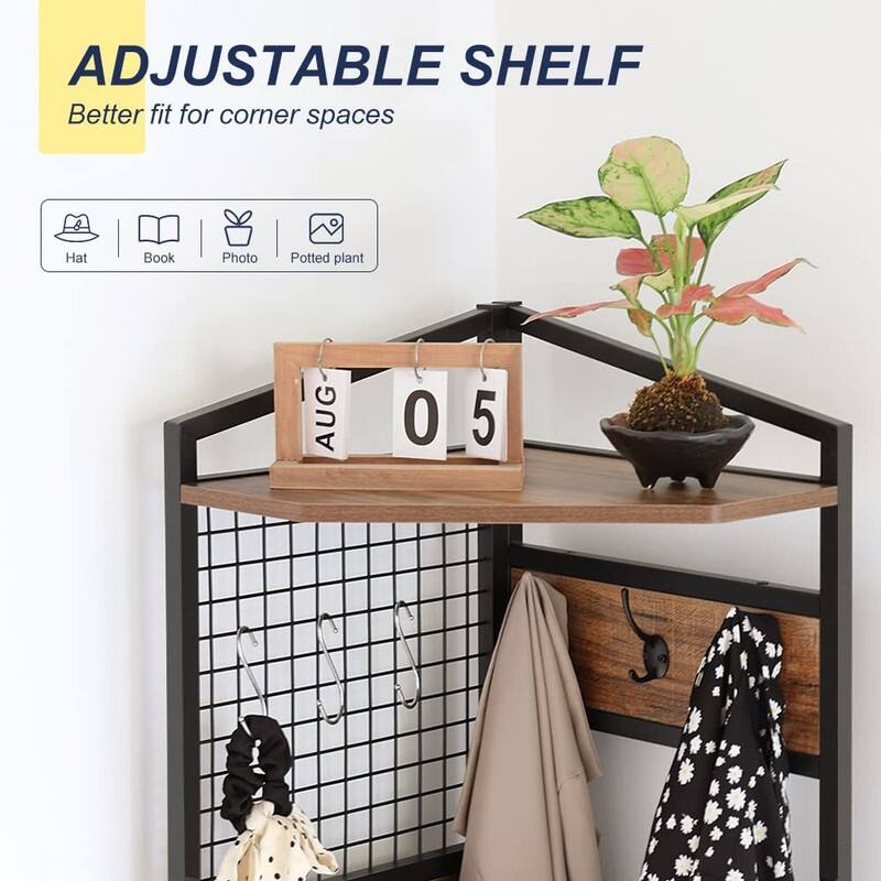Coat Rack with Shoe Rack - 15.7"D x 70.9"W x 15.7"H
