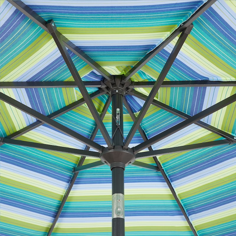 9Ft Striped Market Umbrella with Sunbrella Fabric Outdoor Umbrella