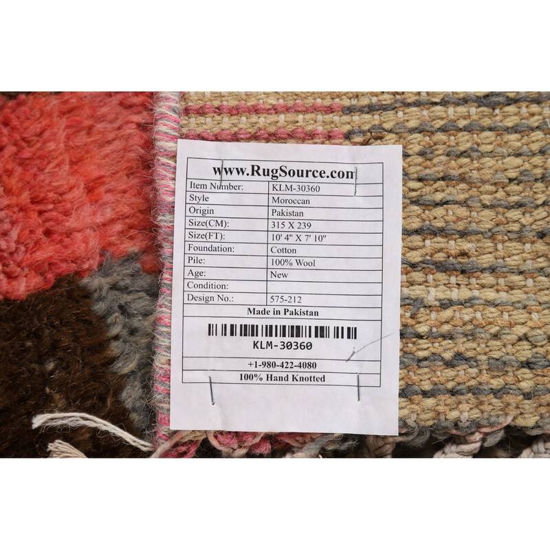 Plush Moroccan Oriental Area Rug Handmade Grey Wool Carpet - 7'10" x 10'4"
