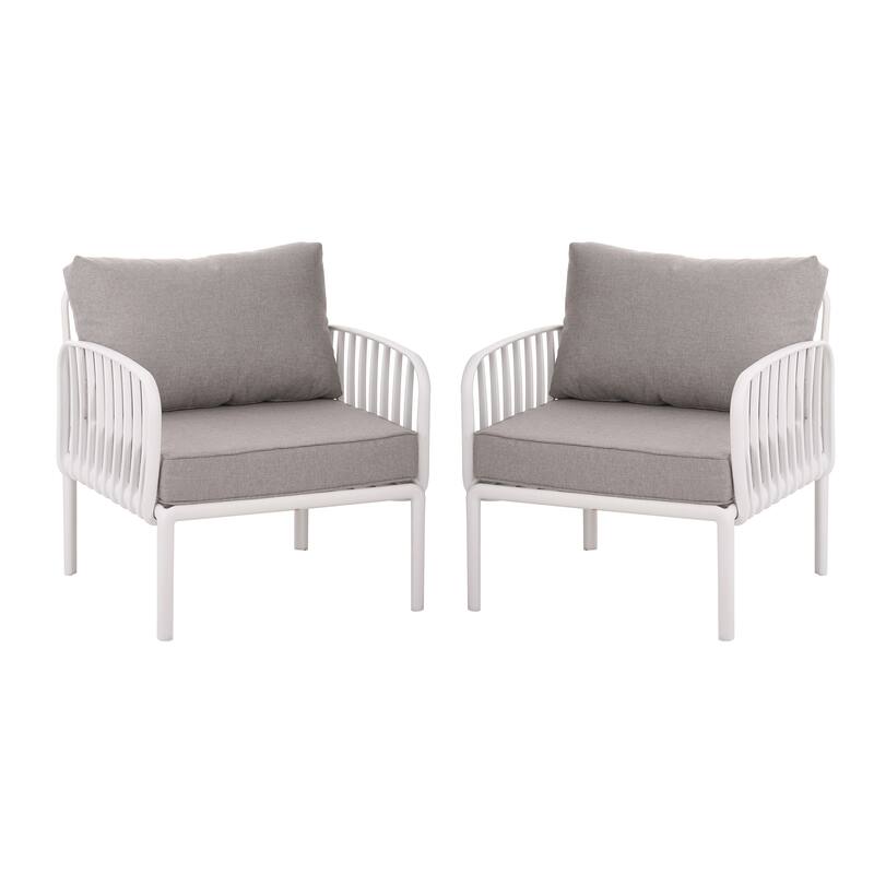 ( SET OF 2 ) Outdoor Patio Club Chair, Modern Patio Furniture, Waterproof Thick Cushion Deep Seating for Porch, Balcony