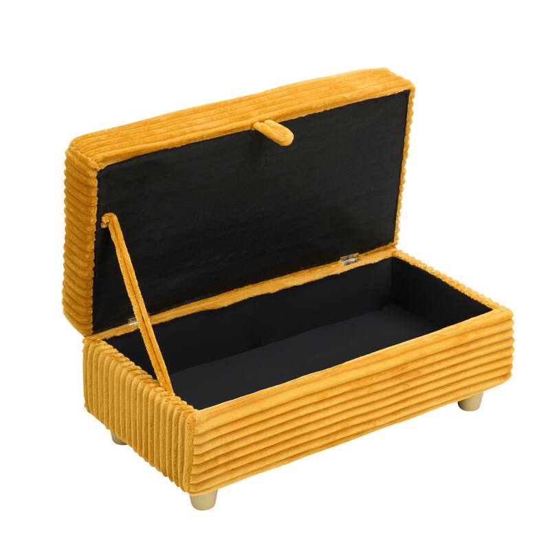 Corduroy Accent Chair & Storage Ottoman Set of 2, Single Sofa Armchair Lounge Chair with Pillows & Cup Holders