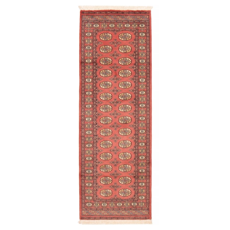 ECARPETGALLERY Hand-knotted Peshawar Bokhara Coral Wool Rug - 2'8 x 8'1 - 2'8 x 8'1 - Coral