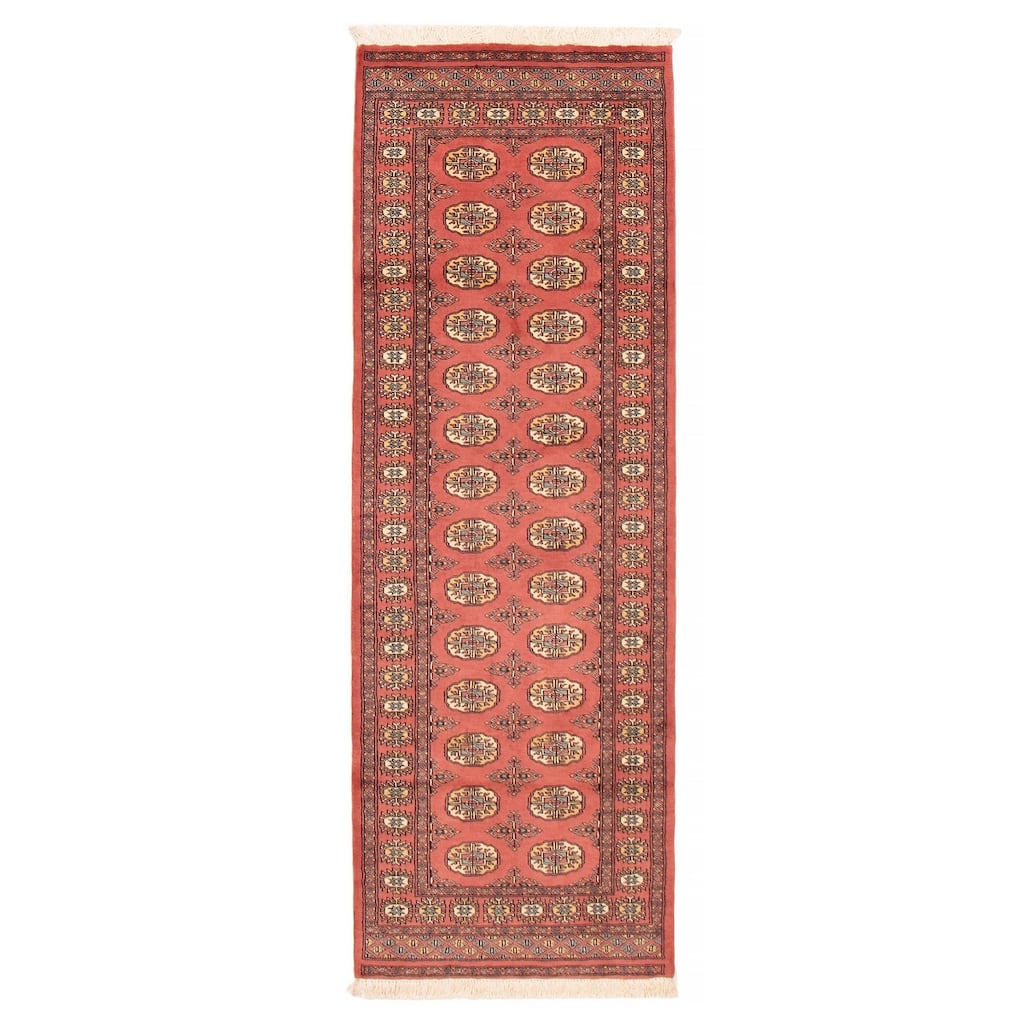 ECARPETGALLERY Hand-knotted Peshawar Bokhara Coral Wool Rug - 2'8 x 8'1