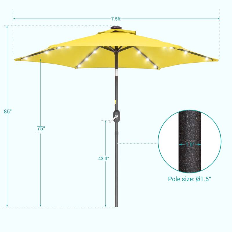 BONOSUKI 7.5ft LED Patio Umbrella Table Umbrellas,with Tilt and Crank