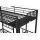 preview thumbnail 12 of 15, Modern Triple Twin Bunk Bed, Black, Sturdy Metal and Safety Guardrail