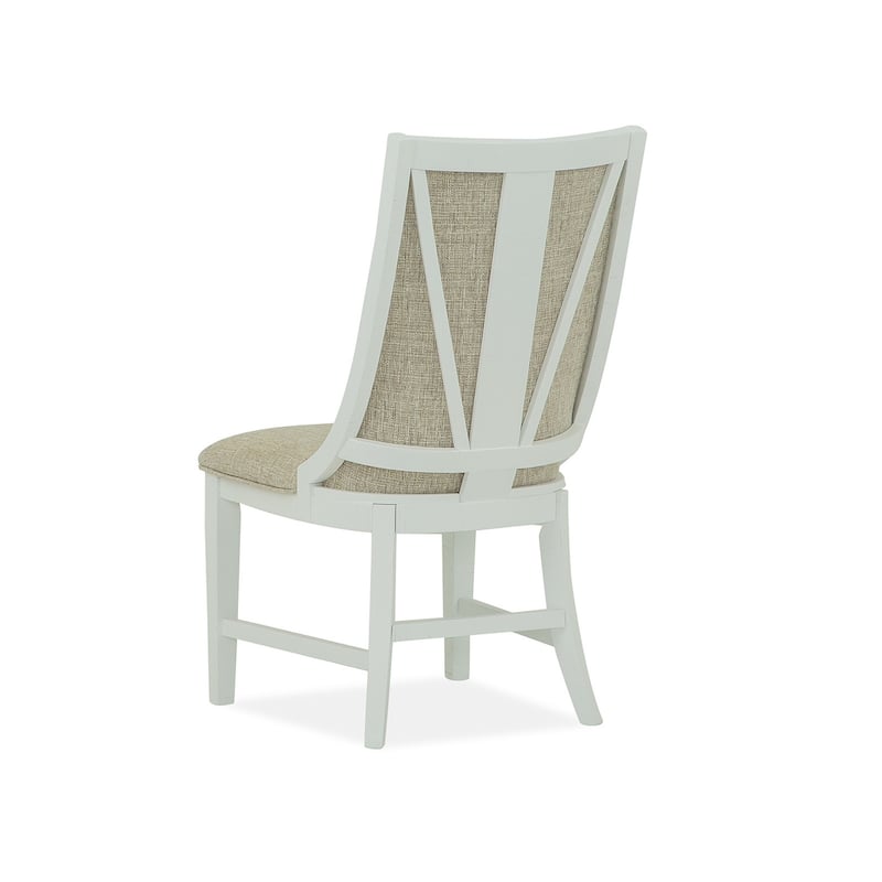 Magnussen Home Heron Cove Chalk White And Dovetail Grey Upholstered Host Chair Two Pack - 21.5''W x 27.13''D x 42''H