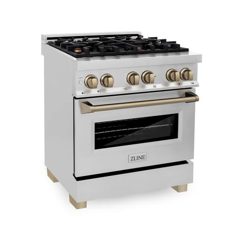 ZLINE Autograph Edition 30" Dual Fuel Range in Stainless Steel with Accents