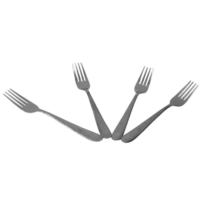 Hammered Stainless Steel Dinner Forks, (Pack of 4), Silver