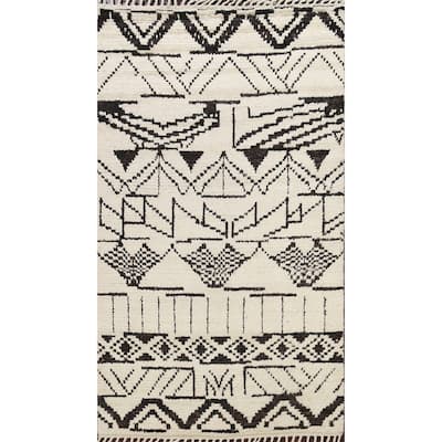 Tribal Modern Vegetable Dye Moroccan Berber Oriental Area Rug Handmade - 4'6" x 6'8"