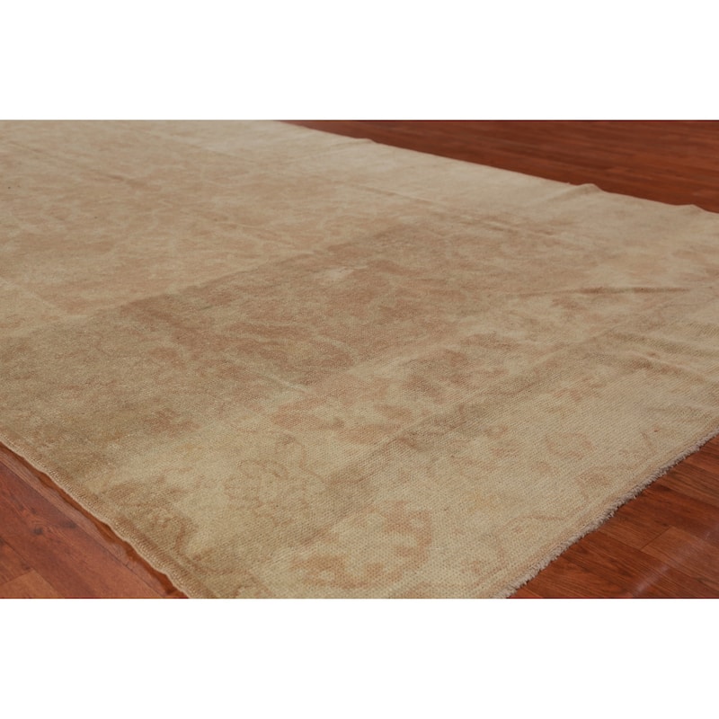 Hand Knotted Oriental 100% Wool Carpet Transitional All-Over Oranges & Rust Oushak Area Rug - 15' 7'' X 6' 8''