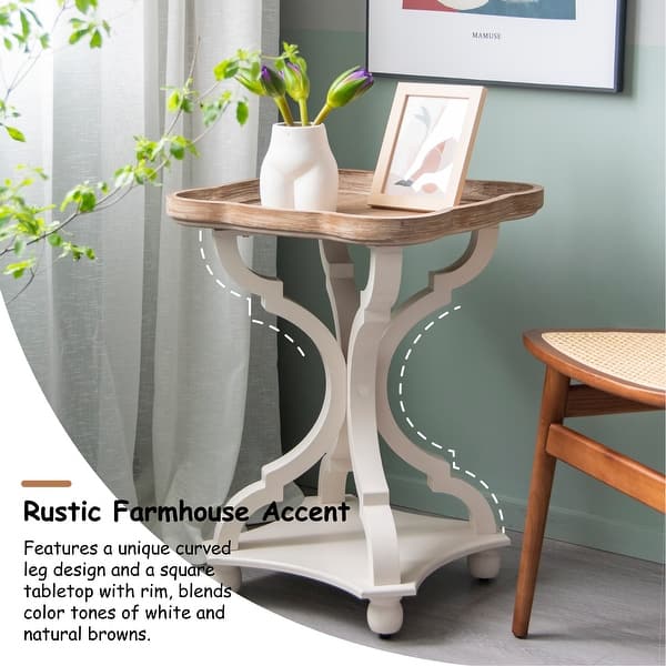COZAYH Rustic Farmhouse Tray Top End Table On Sale Bed Bath