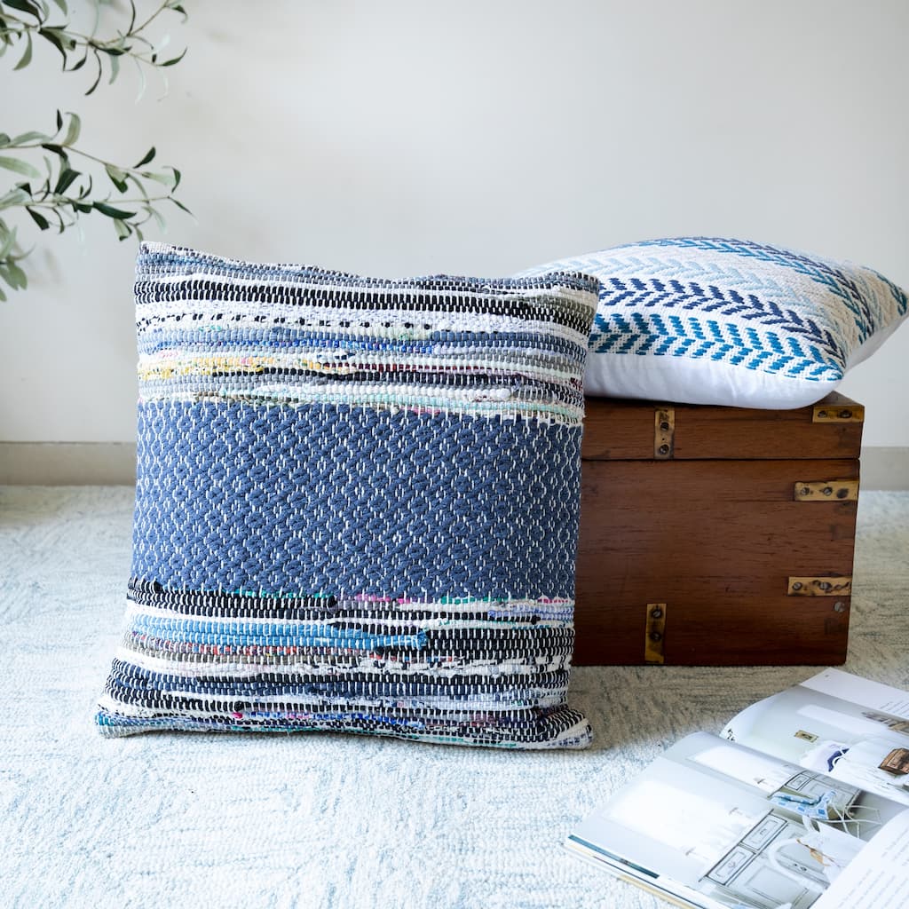 Sevita Meldi Bohemian Diamond Blue/Multicoloured Cotton Blend Throw Pillow