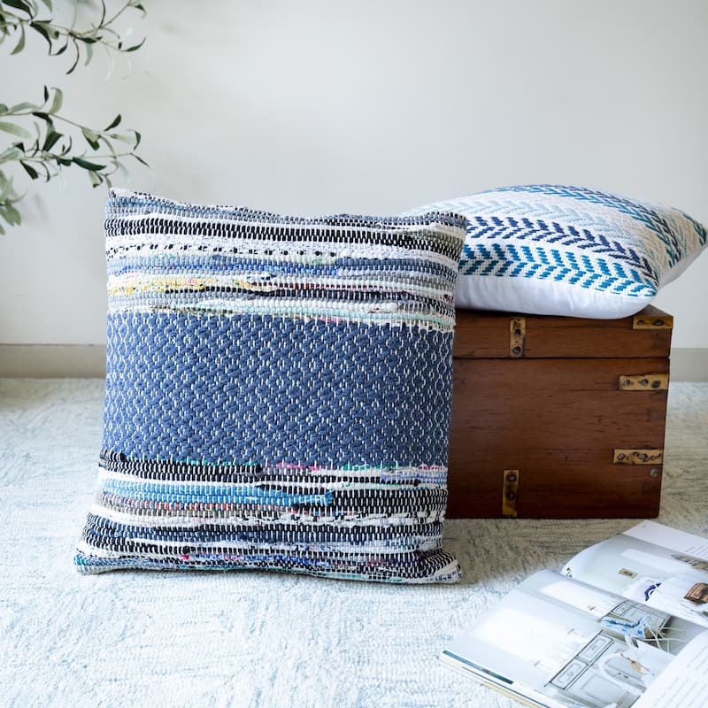 Sevita Meldi Bohemian Diamond Blue/Multicoloured Cotton Blend Throw Pillow