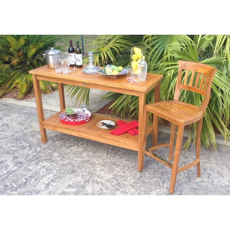 Teak Wood Amsterdam Counter Stool, 24 inch seat