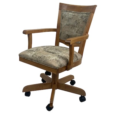 Swivel Wood Dining Caster Chair - 400 on Wheels - Custom Upholstery - 18 inch Seat