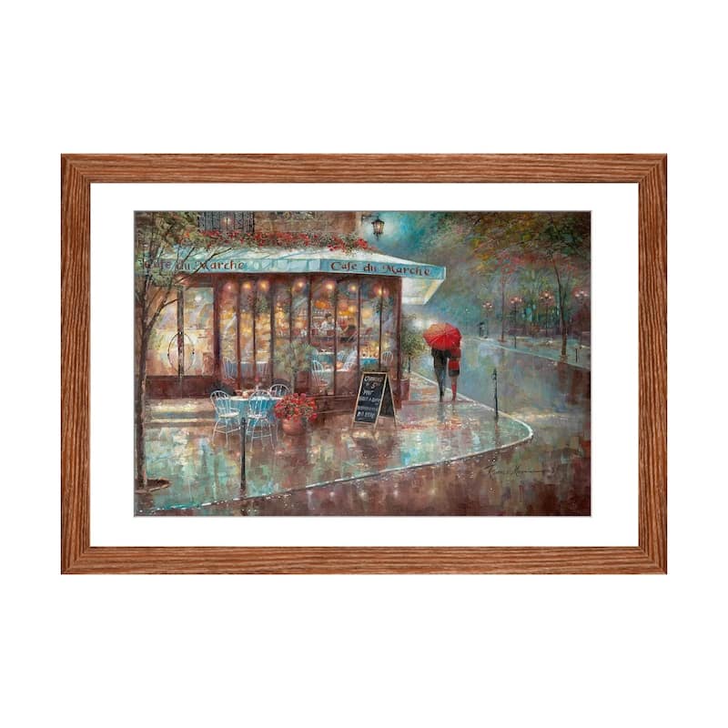 iCanvas "Cafe du Marche" by Ruane Manning - Walnut - 16x24x1