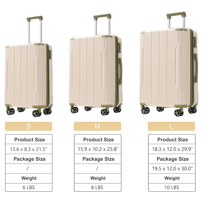 Luggage Sets 3 Piece, Expandable Hard shell ABS Suitcases with Double Spinner, Travel luggage Set with TSA Lock