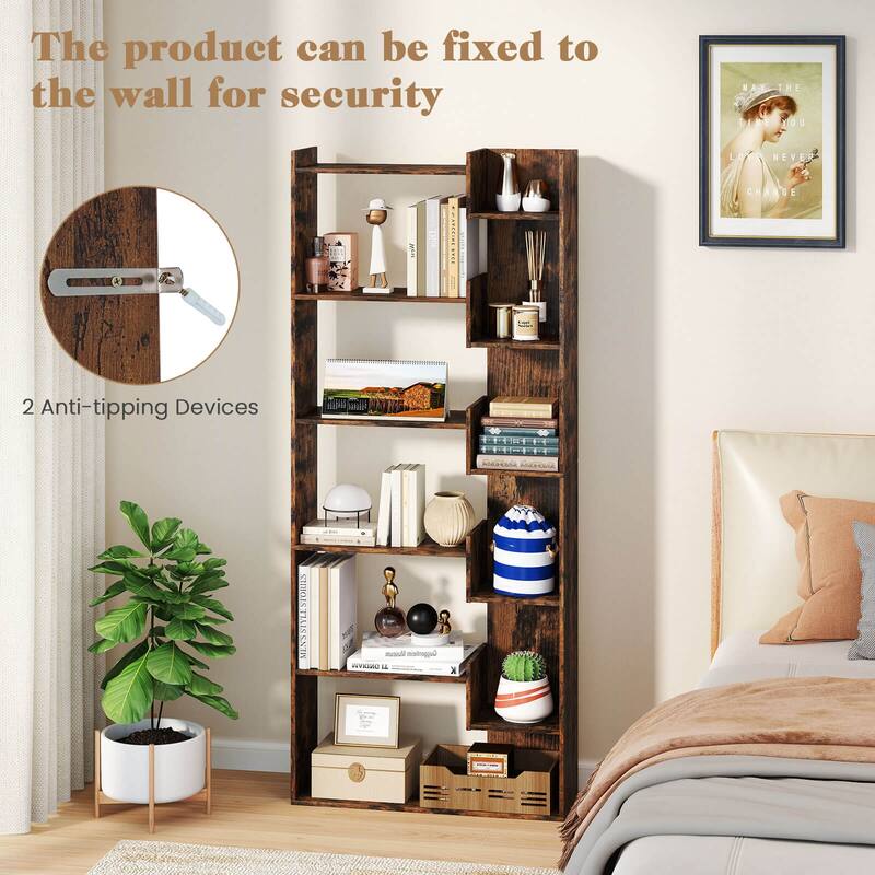 Costway 1/2 PCS 6-tier Bookshelf Tall Display Shelf with 11 Open - See Details