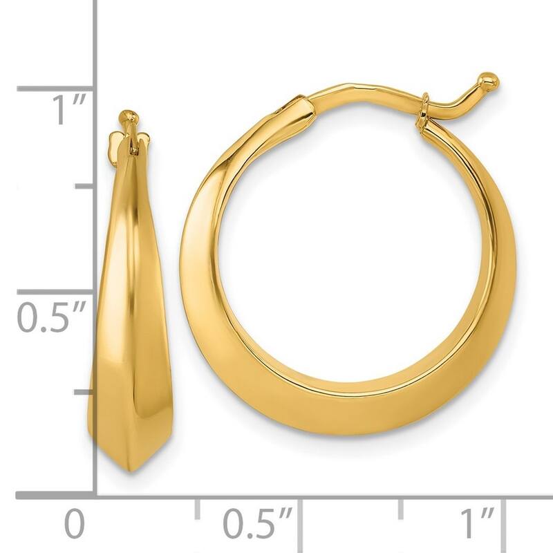 Curata 14k Yellow Gold 21.8x21.3mm Knife Edge Hoop Earrings