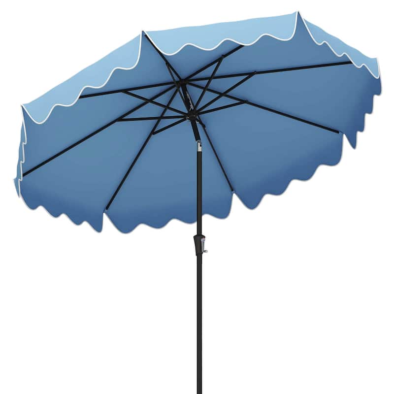 Costway 9 FT Patio Umbrella 2-Tier Market Table Umbrella with - Navy
