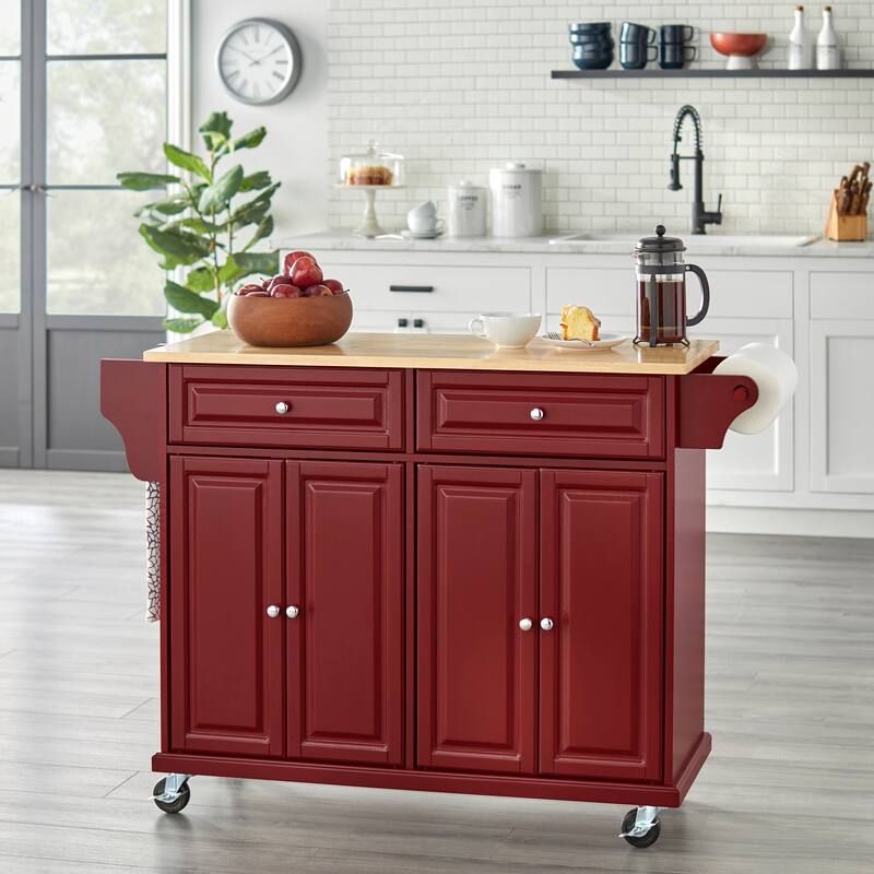 Simple Living Georgia Rolling Kitchen Cart - Red