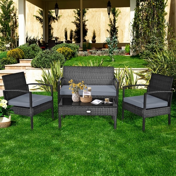 4pc rattan top outdoor furniture set