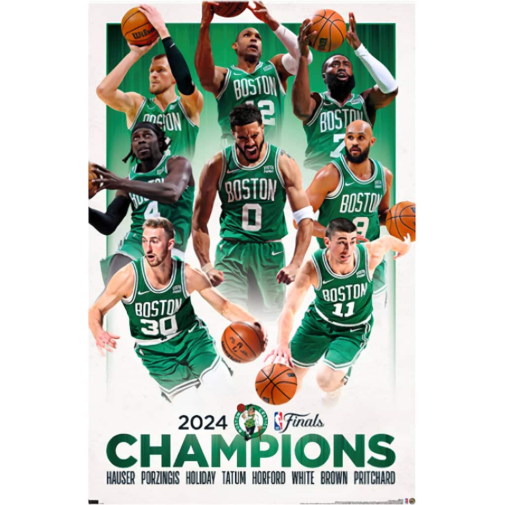 NBA Boston Celtics - 2024 NBA Finals Champions Art Poster - 22.375 x 34 Inch