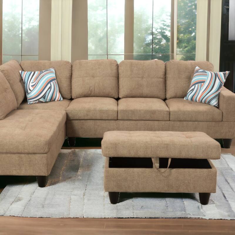 KISRAIS 34" Wide Upholstered Storage Ottoman