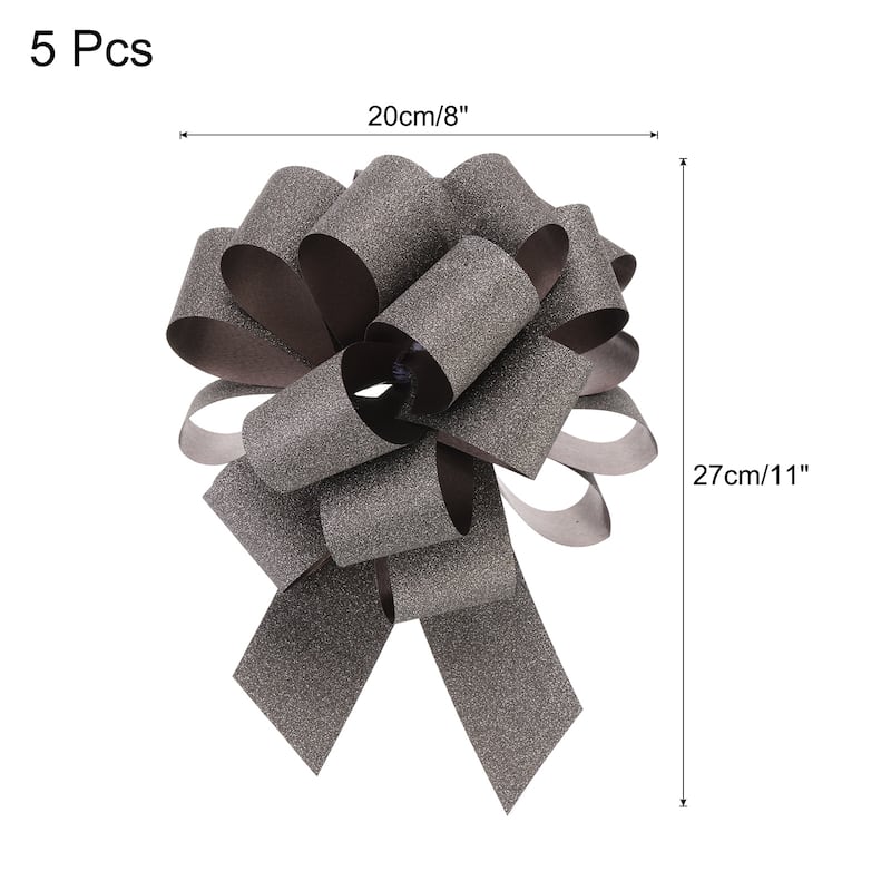 5pcs 7 Inch Large Pull Bow Gift Wrapping Big Pull Bows Ribbon - Brown - 8 Inch