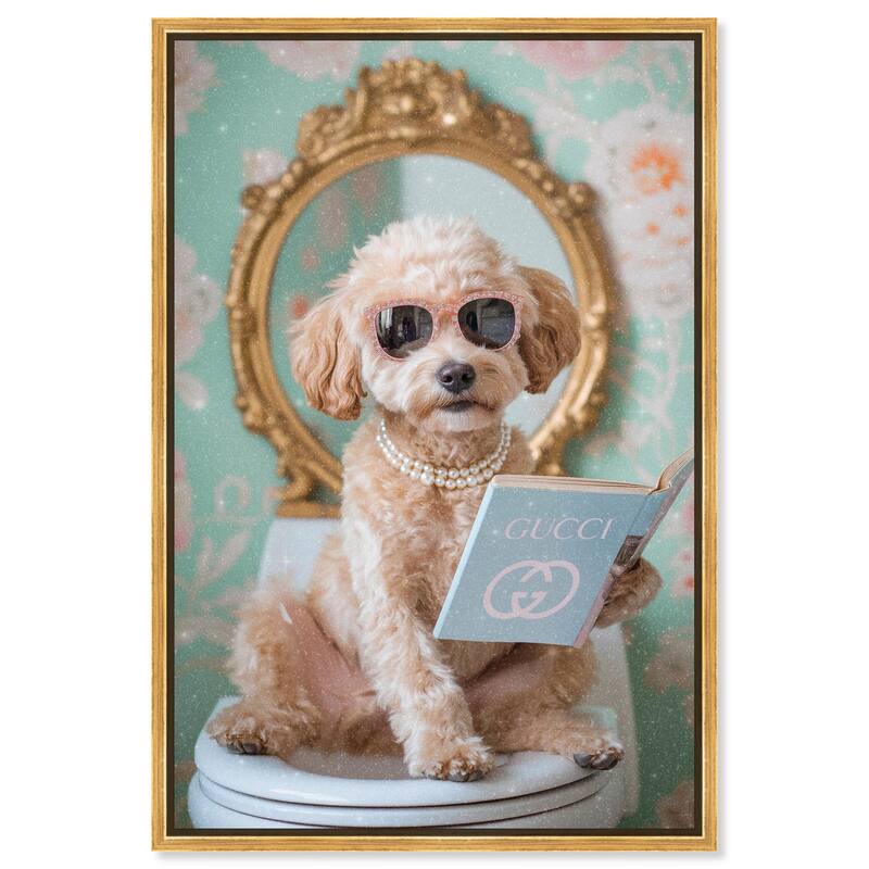 Goldendoodle Toilet Time Canvas by Art Remedy - Gold - 24" x 36"